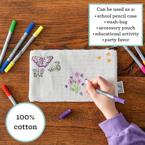 Image of DIY Coloring Butterfly Pencil Case for Kids with 10pcs Washable Markers, Reusable Art Supply Organizer, Fun Arts & Crafts Activity for Boys & Girls, Creative Gift Idea for Ages - eatsleepdoodle
