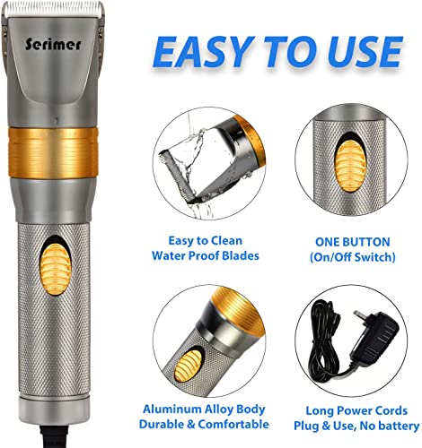 serimer Dog Clippers for Grooming, Professional 15V Heavy Duty Dog Shaver Grooming Kit,Pet Hair Trimmer for Thick Coats… - Image 5