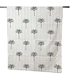 Generic kanthaNtapestryart Hand Block Kantha Quit Indian Kantha Quilt Floral Kantha bedcover Throw Cotton Kantha bedsheet Bedding Bohemian Kantha Bedspread (Twin Size 60x90 Inch), White Green