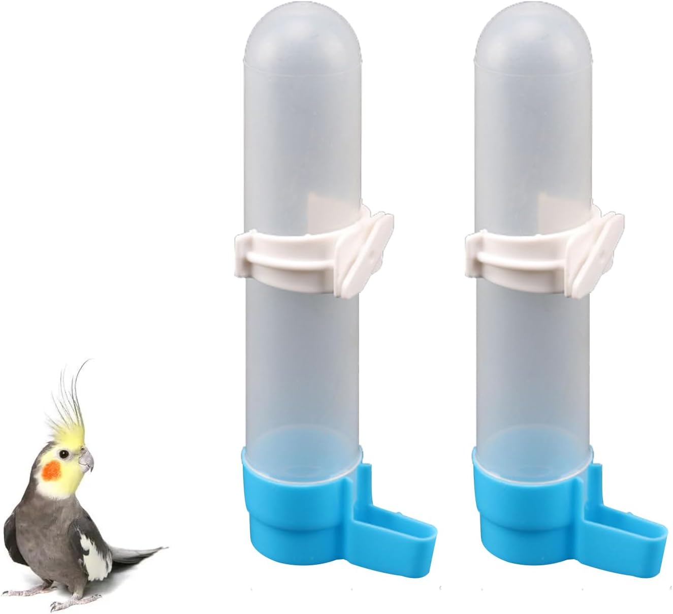2 Stück automatische Vogeltränke für Papageien, Wellensittiche, Sittiche, Nymphensittiche, Vogelkäfigbäder, hängende Wasserflasche mit 120 ml Fassungsvermögen, weiß (blau) 2 Stück automatische Vogeltränke für Papageien, Wellensittiche, Sittiche, Nymphensittiche, Vogelkäfigbäder, hängende Wasserflasche mit 120 ml Fassungsvermögen, weiß (blau)