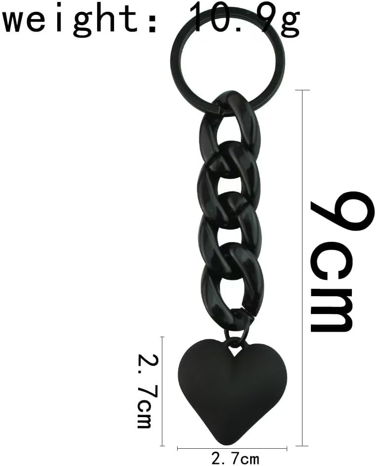 1pcs Black Heart Keychain Acrylic Cute Link Keychain Accessories Y2k Keyring for Car Keys Purse Charms Handbag Backpack - Image 2