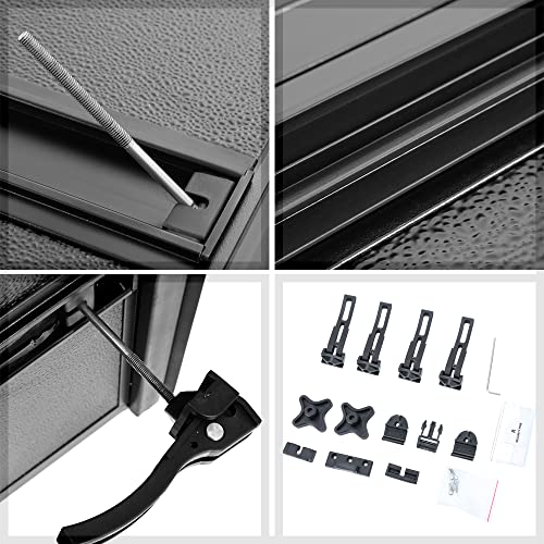 J2 Engineering Ttc-4H-001 Truck Bed Hard Solid Quad-Fold Adjustable Tension Tonneau Cover Compatible With 2004-2014 F-150 5-1/2' Bed #TOP4