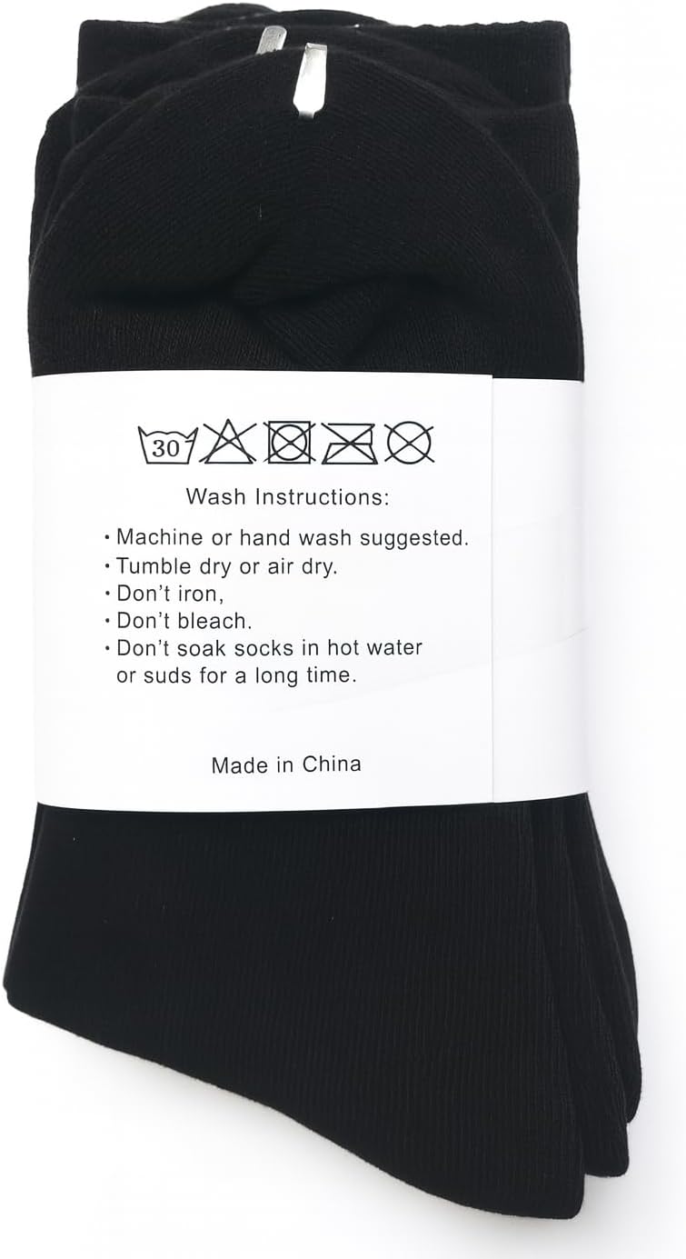 Premium Crew Cotton Men/Women Atheletic 3 Pack Running Socks, Black, Size 39-42, Moisture-Absorbent, Breathable, Cushioned, Daily Wear - Image 6