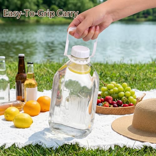 Image of CUCUMI Glass Milk Bottle with Reusable Strong Airtight Screw Lid, 1 Pack 64 Oz Glass Juice Bottles for Almond Milk