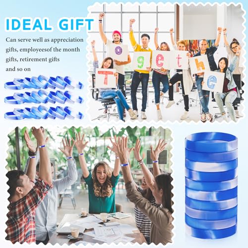 Image of Liliful 100 Pcs Silicone Rubber Wristbands Rubber Wristband Bracelet Bands for Silicone Wristbands for Women Men(Dark Blue and White)