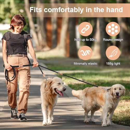 VSSHE Hundeleine Doppelleine für 2 Hunde, 2.1m Verstellbare Doppelleine & Freihandleine, Robuste Nylon, Verstellbar Hundeleine für Große und Mittlere Hunde, Kraft bis 200 kg, Vielseitig Führleine