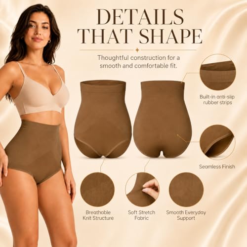 Image of DREAM SLIM Women's High-Waist Seamless Body Shaper Briefs Tummy Control Panty Butt Lifter Shapewear Slim Waist Trainer