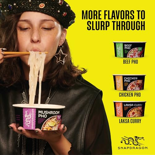 Image of Snapdragon Mushroom Pho Instant Noodle Bowls | Mushroom Flavor Broth with Rice Noodles | Gluten Free | No Artificial Flavors | No MSG Added | 2.1 oz (6 Pack)