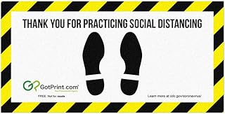 GotPrint Thank You for Practicing Social Distancing Floor Decal | Public Safety Sign | Non-Slip, Waterproof, Reusable Rectangle Shape 9â€ x 18â€ 6 ft Sign Sticker