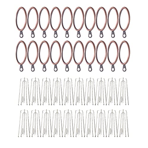 WYAN Paquete de 20 Anillos de Metal de Bronce para Cortinas, Anillos para Colgar Cortinas, y Paquete de 20 Ganchos para Cortinas Resistentes, Pinza de Acero Inoxidable, diámetro Interno de 30 mm Cover