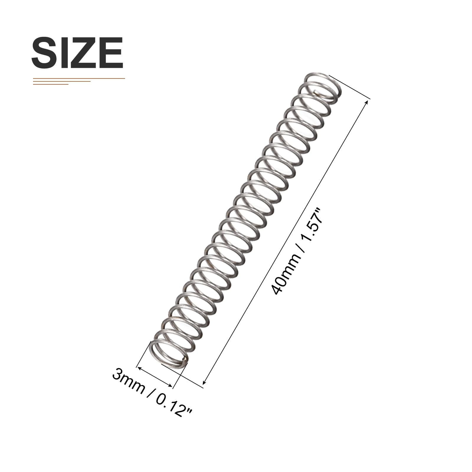 DTGN 0.3x3x40mm(DxODxL) Compression Spring - 10Pack - Good for Machinery - Spring Steel Extension Spring - Gray - Image 2