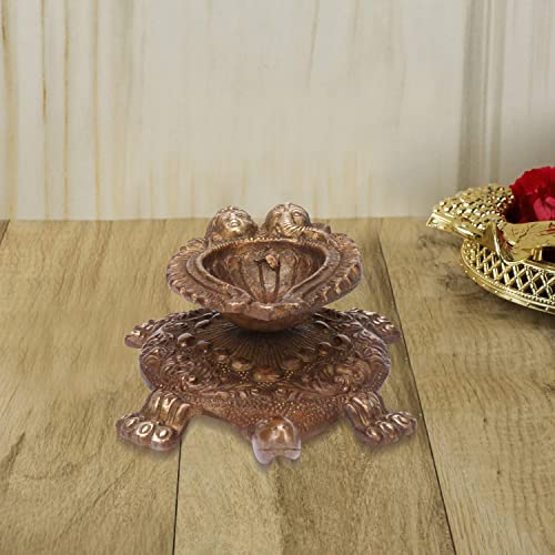 Lampe Deepam de luxe en laiton sculpté et visages divins 15cm