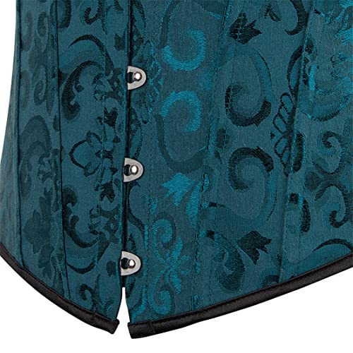 Frawirshau Corset Tops For Women Overbust Corset Renaissance Bodice Floral Bustier Top Dark Green M #TOP4