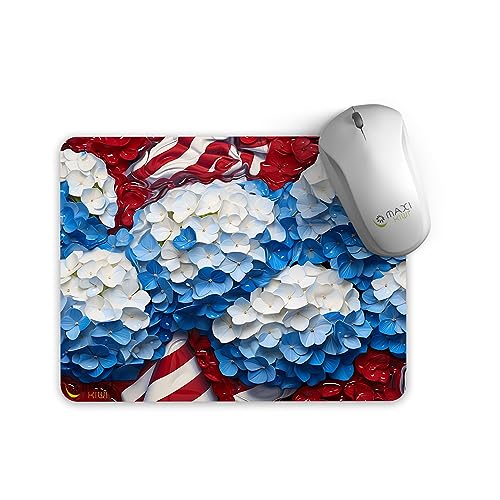MAXIKIWI - Mouse Pad, Anti-Slip Rubber Base, Ultra Smooth, Durable Material, Modern Design, Vivid Colors, Waterproof - 3D Blue hydrangeas flower - 22x18CM