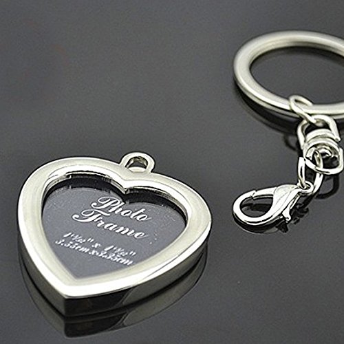Preisvergleich Produktbild OVVO Creative Bilderrahmen in Herzform, Metall Liebhaber Schlüsselanhänger Foto Souvenir Schlüsselanhänger (Silber)
