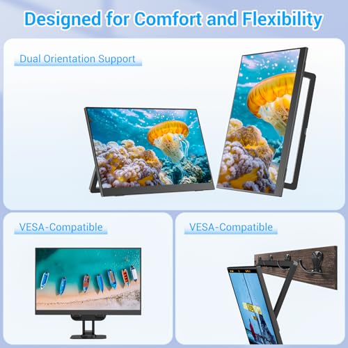Image of Veout Portable Monitor 14 Inch Ultra-Slim IPS FHD USB C HDMI Travel Monitor for Laptop with Kickstand & Speakers, for Laptop PC, Phone, Mac