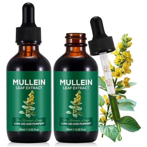 2 Pack Mullein Drops für die Lunge Mullein Leaf Extract mit Chlorophyll Mullein Leaf Extract Supplement Mullein Leaf Extract für die Reinigung der Lunge und Unterstützung der Atemwege