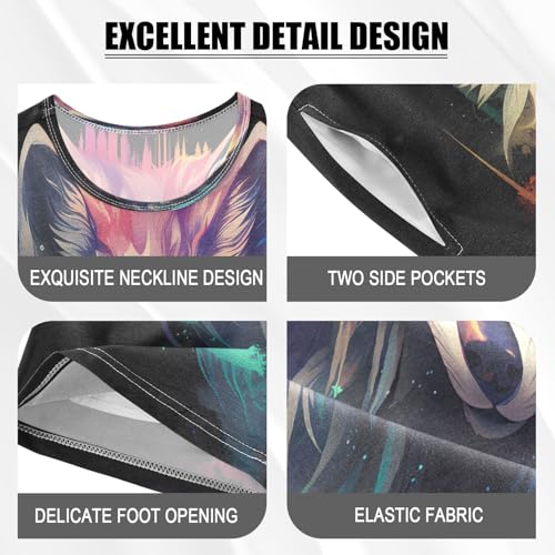 senya Short Sleeve Pajamas Sets Summer Cotton Sleepwear Green Eyes Wolf4