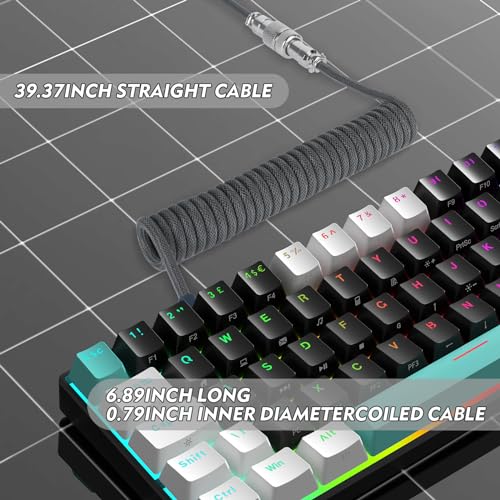 Cable de teclado mecánico en espiral LexonElec tipo C a USB A para gaming gris 4