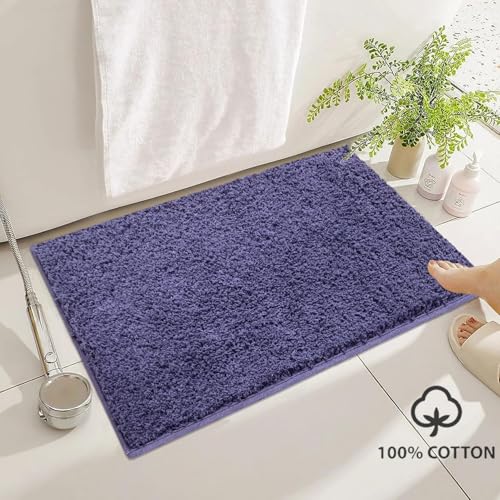 Image of Luxe Home Colosseum Bath Mat 100% Cotton (40x60 cm) Super Soft Non-Slip Bathroom Mat for Bedroom Door (Navy Blue) Pack of 1