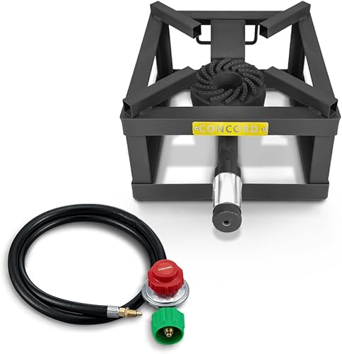 CONCORD Quemador de propano único para exteriores THE BLOCK BURNER de 12". 100,000 BTU ¡Excelente para elaboración de cerveza casera, camping,