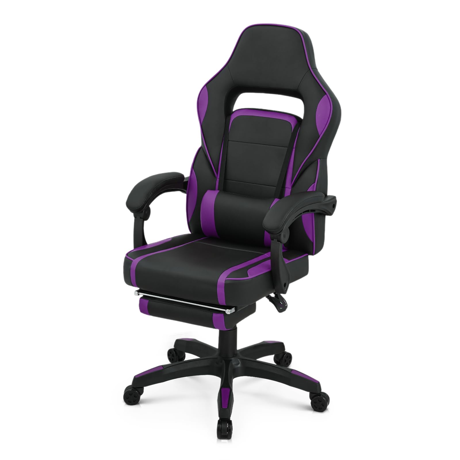 Athena Collection Gaming Chair, Ergonomic Gaming Chair with Footrest & Lumbar Support, Height Adjustable Swivel Computer Chair Office Chair for Kids Adults(Purple)