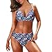 FNKDOR Maillot de Bain Femmes Taille Haute Bikinis Ensemble Push Up rembourré Cravate noué Maillot de Bain Flatteur Costume de Natation (Blue-G, M)