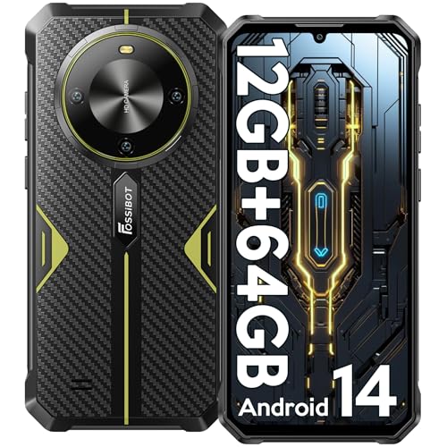 FOSSiBOT F105 Móvil Resistente 2024, 12GB (4+8)+64GB (TF 2TB) Teléfono Irrompible, 6.74' HD+IPS Movil Todoterreno, 10300mAh, Android 14, Cámara 20MP+8MP, Dual 4G SIM/OTG/GPS/Face ID/Huella Dactilar