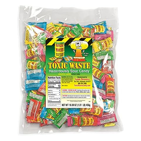 TOXIC WASTE | 1 Pound Bag Assortment of Toxic Waste Sour Candy - 5 Flavors: Apple, Watermelon, Lemon, Blue Raspberry, and Black Cherry Cover