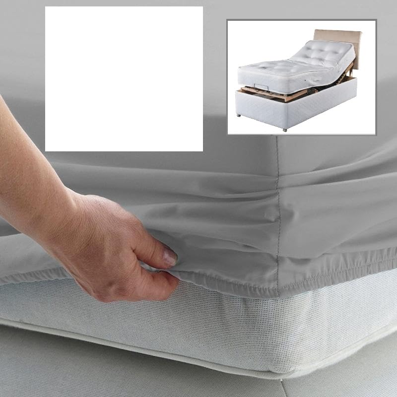 Electric Adjustable Bed Fitted Sheet - Small Double EXTRA LONG 4' x 6'6" (48" x 78") 300 Thread Count Percale Material - Hand Made to Order - 10" (26cm) (White)