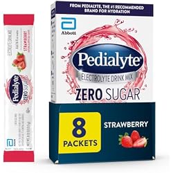 1 of Pedialyte Electrolyte Drink Mix With Zero Sugar | Hydration With Key Electrolytes | Low in Calories | Strawberry, 8 Powder Packets