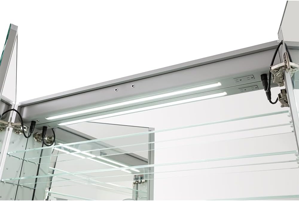 Signature Royale LED Medicine Cabinet with Defogger, Digital Clock, Dimmer, Touch Control, Adjustable LED 3X Magnifying Mirror and Surface Or Recessed Mount (36"x30"x5")