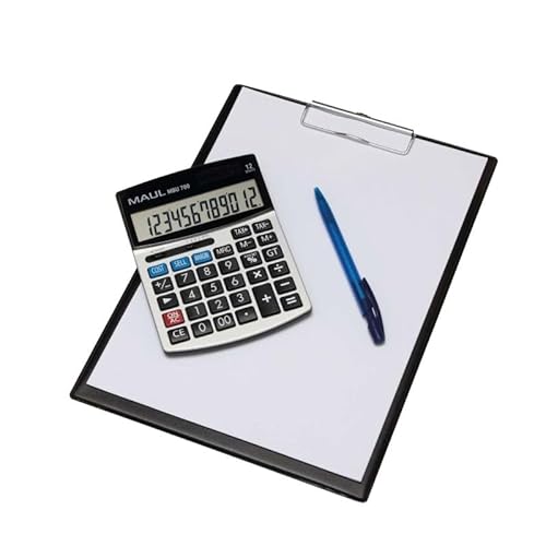 Maul kaufmännischer Taschenrechner MBU 700 | Taschenrechner groß mit kaufmännischen Funktionen | 12-stelliges Display | inkl. Gewinn-Kosten-Marge-Funktion | Solar/Batterie | Schwarz
