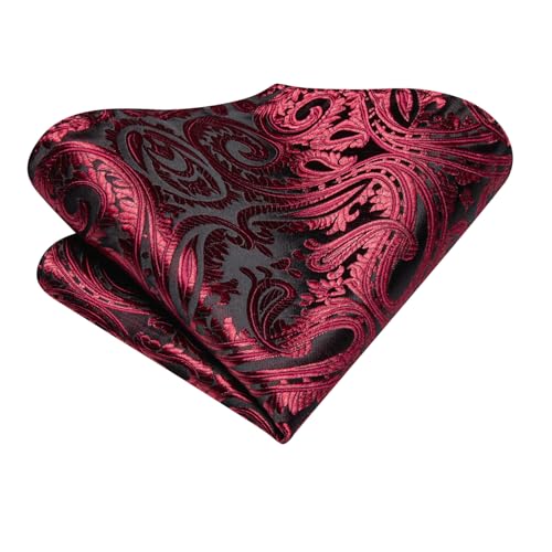 Image of Hi-Tie Silk Ascot for Men Self Tie Men's Cravat and Flower Lapel Pin Handkerchief Cufflinks Set for Wedding Party