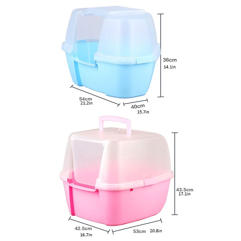 Lettiera per Gatti Completamente Chiuso Triangolare Cat Lettiera Box Cat Toilet Deodorante Extra Ampia Big Breaspat Cat Letter Box Angolo Cat Lettiera Toilette per Gatti (Color : Blue)