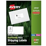 Avery White EcoFriendly Shipping Labels, 2 x 4 Inches, Box of 1000 (48163)