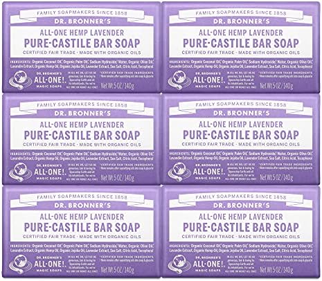 Dr. Bronner's Pure-Castile Bar Soap - Lavender 5oz. (Pack of 6)