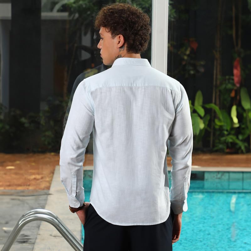 Image of CAHOOT Men's Solid Utility Shirt | Casual Wear | Spread Collar | Long Sleeve | Button Closure | Shirt Crafted with Comfort Fit for Everyday Wear