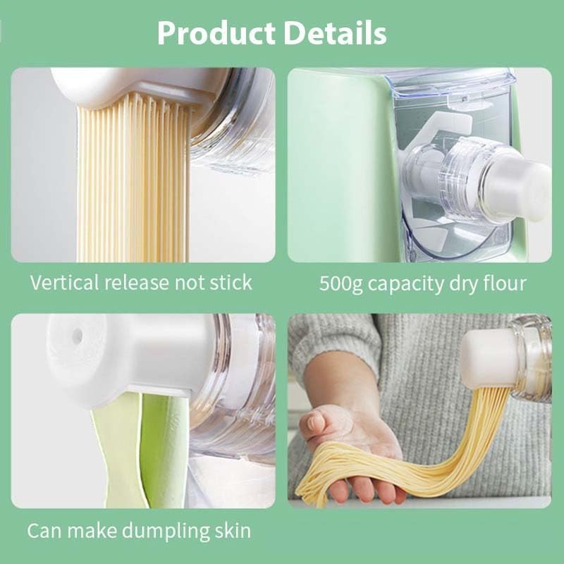 Automatic Pasta Maker Machine, 500G Capacity with 13 Interchangeable Molds for Noodles, 260W Pure Copper Motor, 3-Minute Quick Extrusion