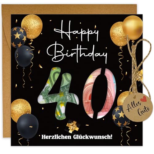 JOYEASE Geschenk 40 Geburtstag Mann Frau Lustige Geldgeschenk 40. Geburtstag Mann Ideen Geburtstagskarte 40 mit Umschlägen
