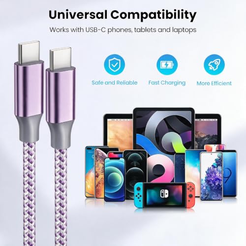 Image of KYEHD USB C Cable,3 Pack 10FT 60W Fast Charging USB C to USB C Cable, Durable Type C Charger Cable for iPhone 17 /16 /15 /iPad MacBook CarPlay and More