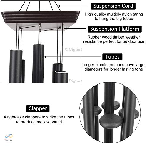 Image of Nature s Melody Hanging windchimes for Balcony Home Positive Energy windchimes (48 inch, Black)