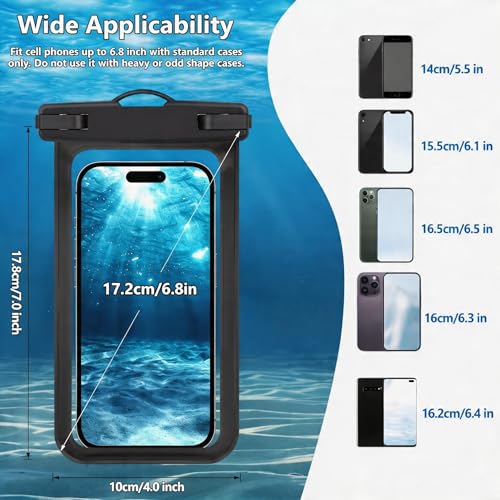 2Pack 7-Inch Phone Pouch – Compatible con iPhone 16 Pro, 15, 14, 13, 12, 11 Pro Max, XS, Plus; Bolsas Secas para Buceo, Natación y Actividades en la Playa blanco miniatura 2
