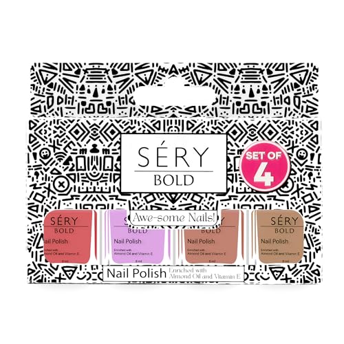 SERY BOLD Nail Polish Quick Dry, Long lasting, High-Shine – Set of 4- SIMPLY FLAWLESS SMNP-01