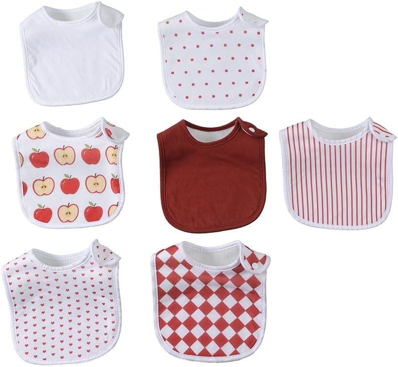 7 Pack Baby Bibs Super Soft Absorbent Solid Color Unisex Fashion Bibs for Teething Drooling
