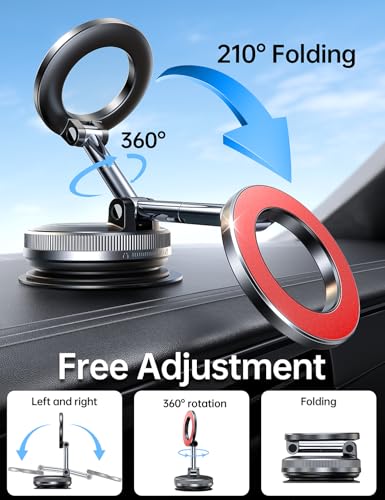 Image of Coolpow【Newest Vacuum Magnetic Phone Holder for Car Phone Holder Mount【Movable Vacuum Suction】 Magsafe Car Mount Cell Phone Holders for Your Car Accessories for Women Men for iPhone 17 16-red