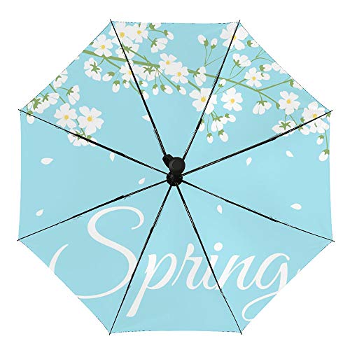 Parapluie automatique anti-vent et anti-UV avec toile épaisse en caoutchouc noir