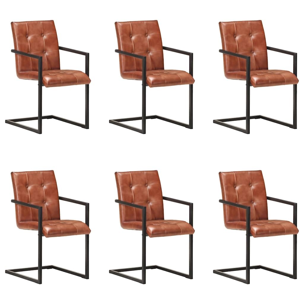 Set di 6 sedie da pranzo Clever marrone vera pelle