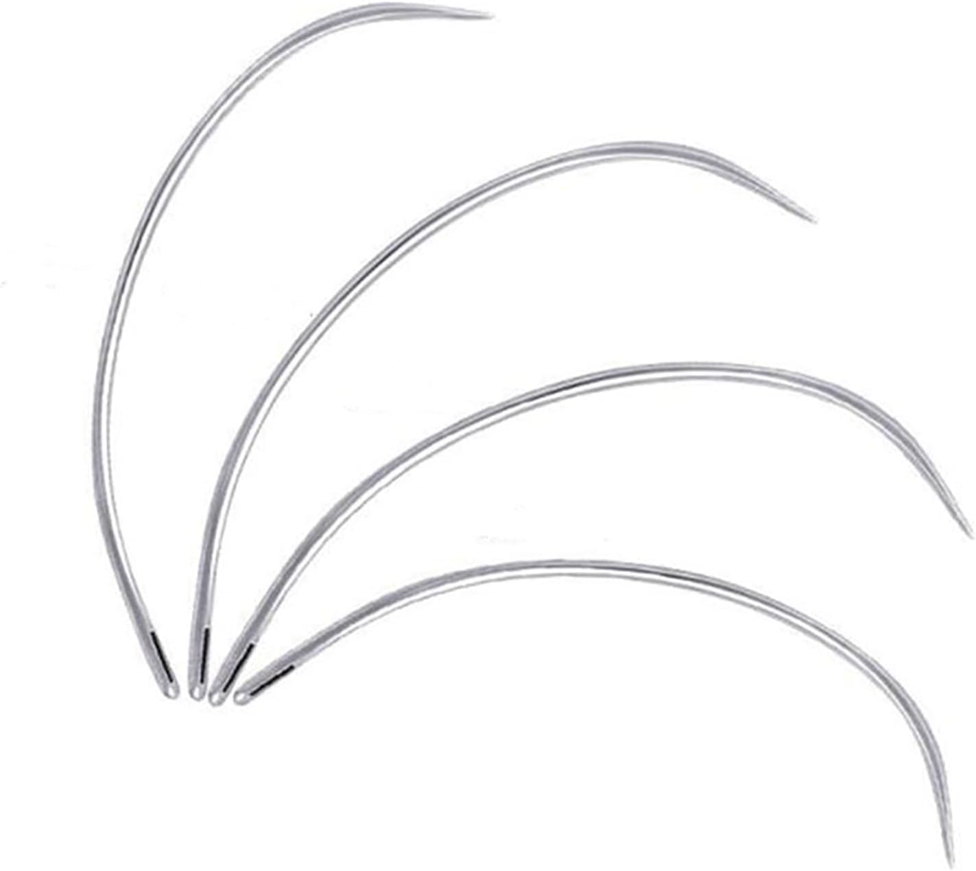 4 Pcs Silver Curved Leather Sewing Needles, Heavy Duty, Set for Weaving, Crafts & Repairing