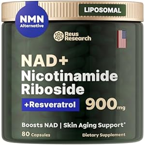 Reus Research NMN Supplement Alternative – Liposomal Nicotinamide Riboside, Resveratrol, Quercetin by Reus Research – High Purity NAD Supplement for Anti-Aging, Energy, Focus – 80 Capsules